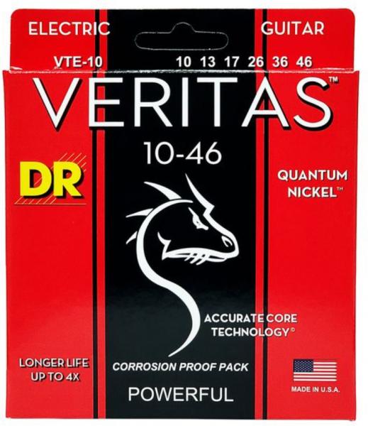 Cordes Guitare Électrique DR Veritas - Jeu Light 9-42 - Quantum Nickel, Fabriquées USA