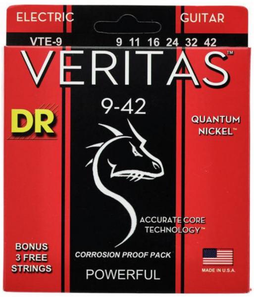 Cordes guitare électrique Dr VTE-9 6-String Set Veritas Electric Guitar 9-42 - Jeu de 6 cordes