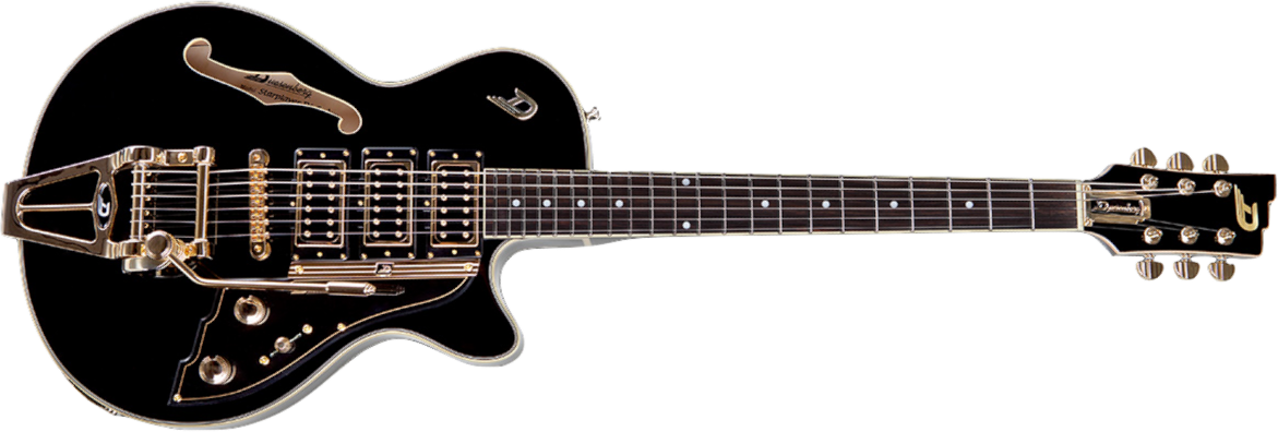 Duesenberg Starplayer Custom 3pu Trem Rw - Black - Guitare Électrique 1/2 Caisse - Main picture