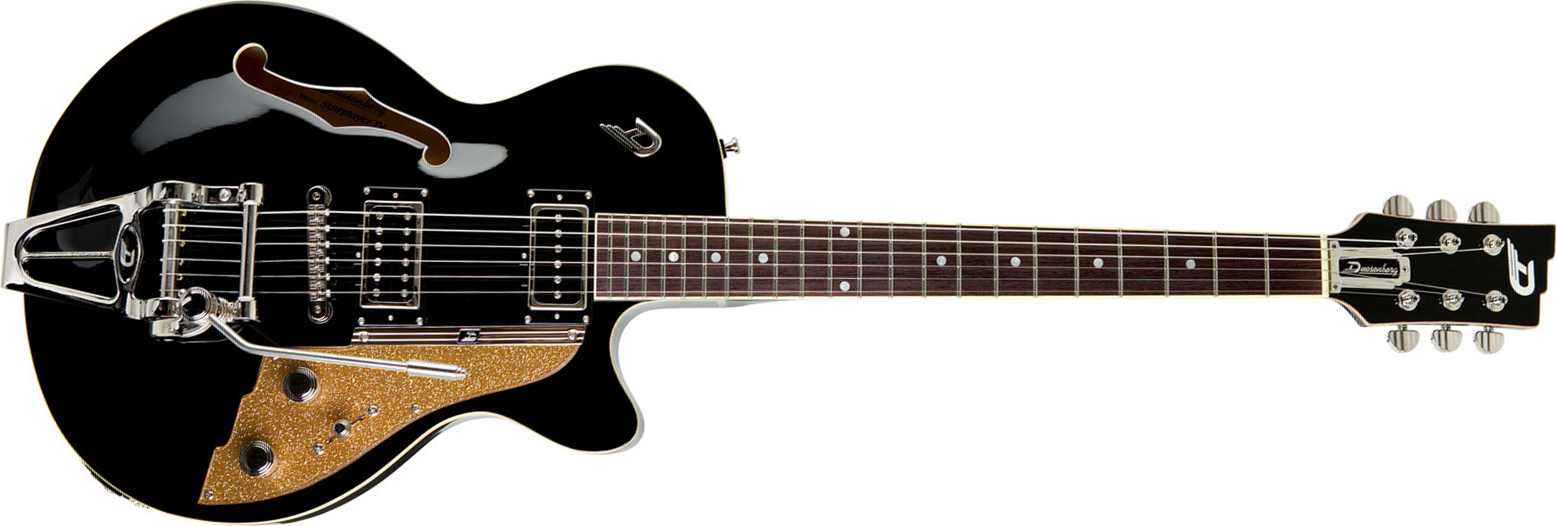 Duesenberg Starplayer Tv Hs Trem Rw - Black - Guitare Électrique 1/2 Caisse - Main picture