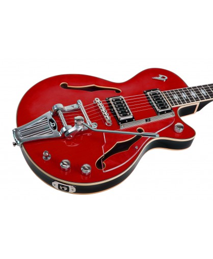 Duesenberg Starplayer Tv Deluxe Double F-hole Hs Trem Rw - Crimson Red - Guitare Électrique 1/2 Caisse - Variation 3