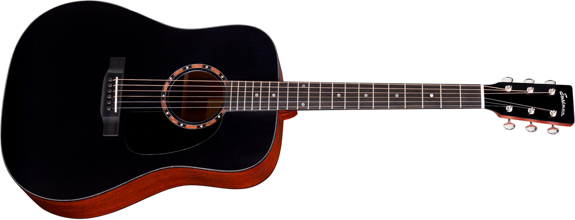 Eastman E2d Traditional Dreadnought Cedre Sapele Eb - Black Satin - Guitare Acoustique - Main picture