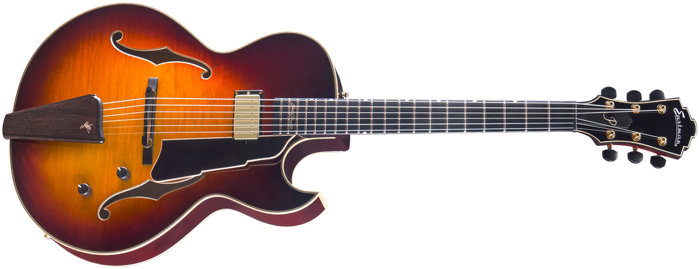 Eastman John Pisano Ar480ce 30th Anniversary Signature 1h Seymour Duncan Eb - Truetone Gloss Sunburst - Guitare Électrique 3/4 Caisse & Jazz - Main pi