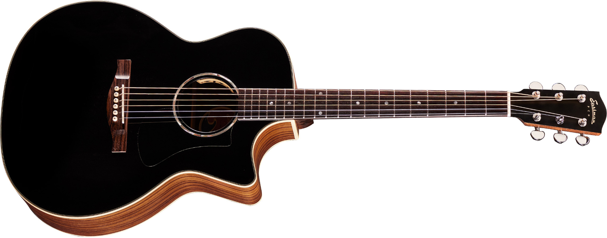 Eastman Pch2-gace Grand Auditorium Cw Epicea Palissandre Rw - Truetone Satin Black - Guitare Folk - Main picture
