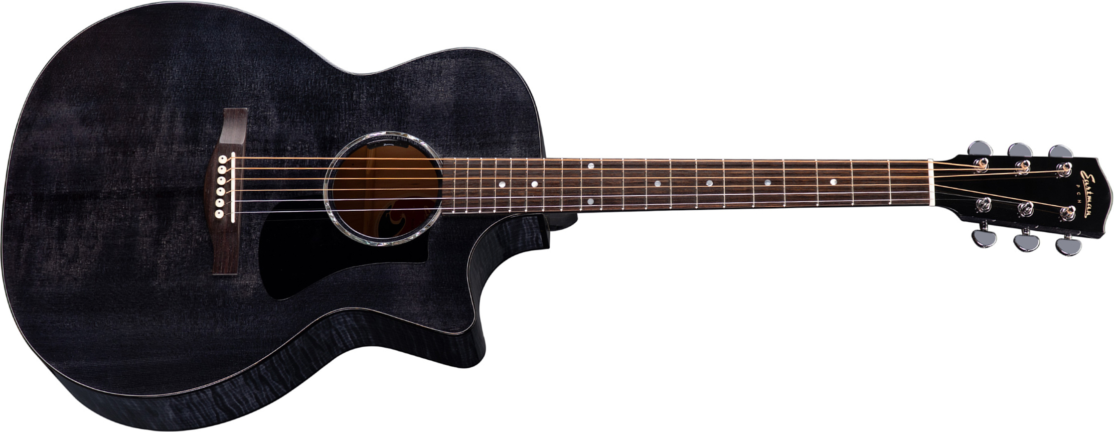 Eastman Pch3-gace Grand Auditorium Cw Epicea Erable Rw +housse - Trans Black - Guitare Electro Acoustique - Main picture