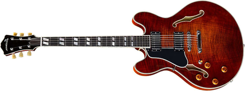Eastman T486 Thinline Laminate Gaucher Tout Erable Hh Seymour Duncan Ht Eb - Classic - Guitare Électrique Gaucher - Main picture