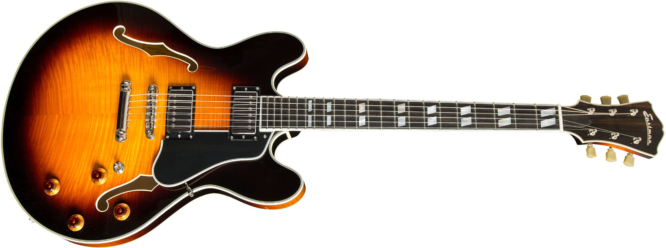 Eastman T486 Thinline Laminate Tout Erable Hh Seymour Duncan Ht Eb - Sunburst - Guitare Électrique 1/2 Caisse - Main picture