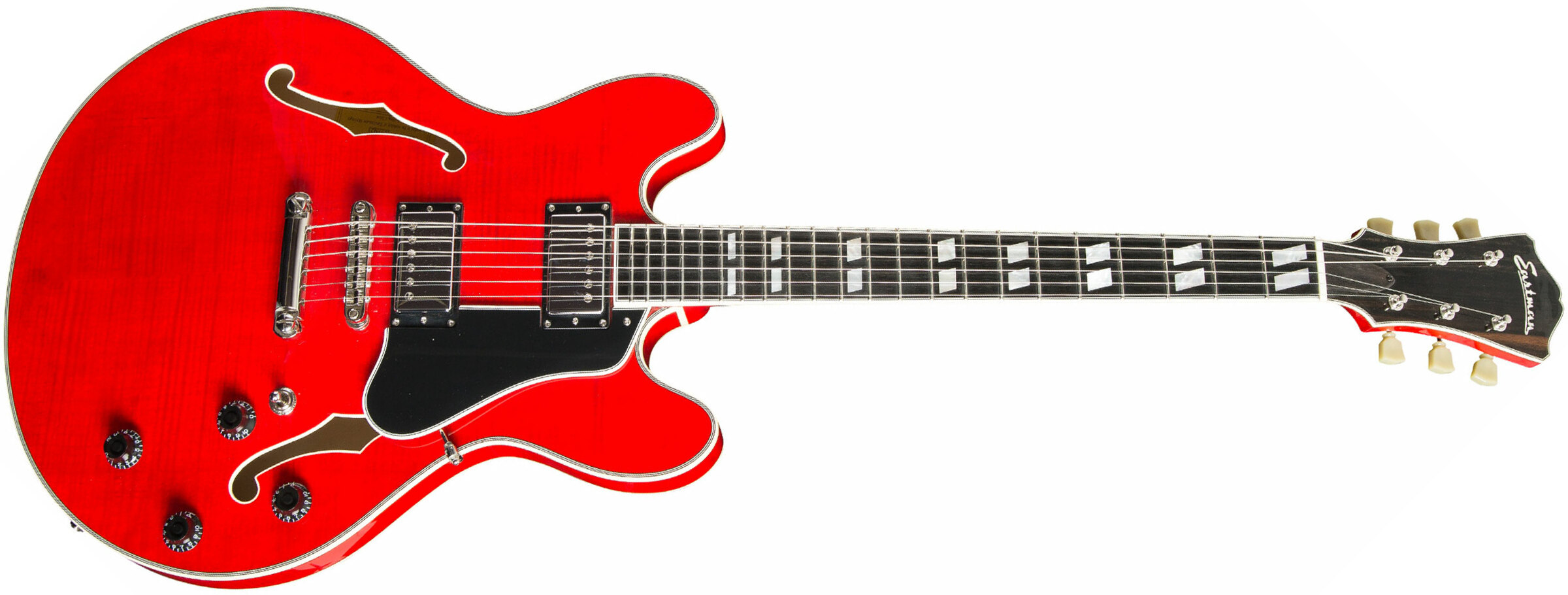 Eastman T486 Thinline Laminate Tout Erable Hh Seymour Duncan Ht Eb - Red - Guitare Électrique 1/2 Caisse - Main picture