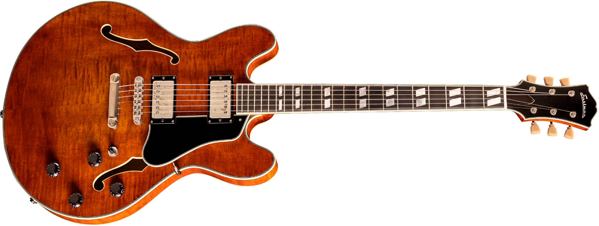 Eastman T59/tv Thinline 2h Seymour Duncan Ht Eb - Truetone Vintage Gloss Amber - Guitare Électrique Single Cut - Main picture