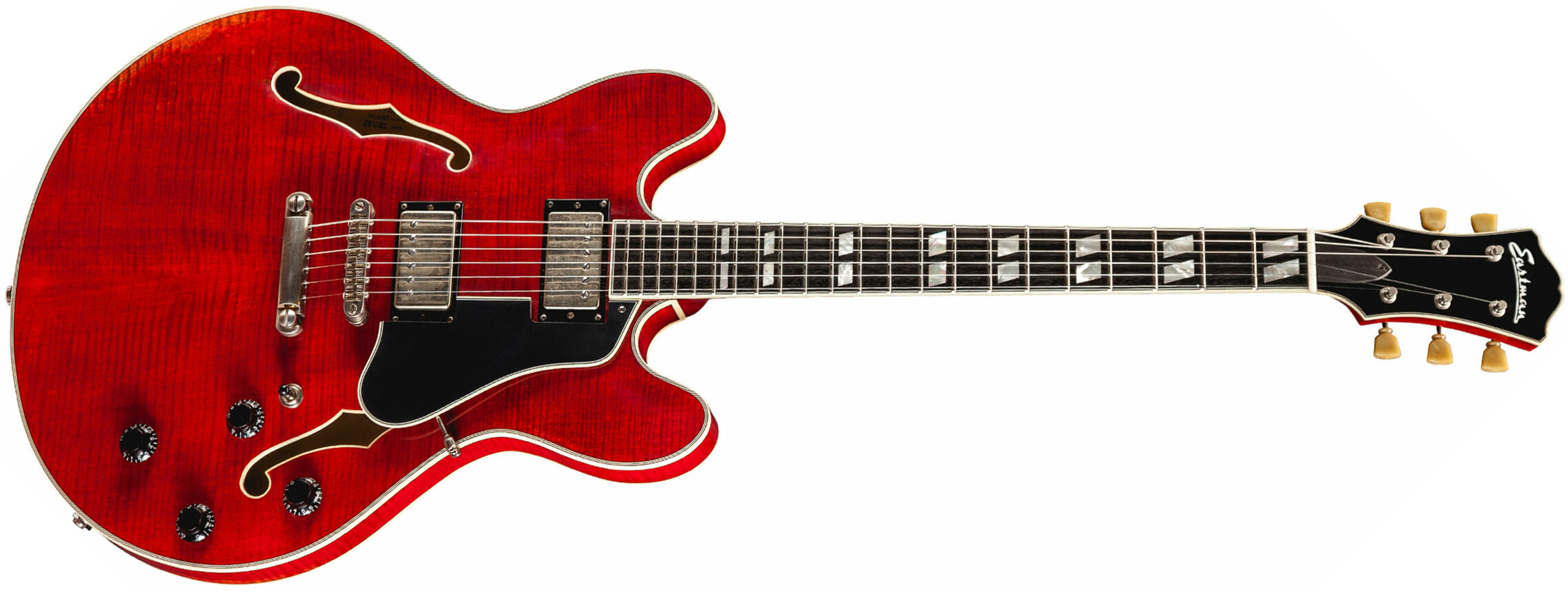 Eastman T59v Thinline Laminate Hh Lollar Ht Eb - Red - Guitare Électrique 1/2 Caisse - Main picture