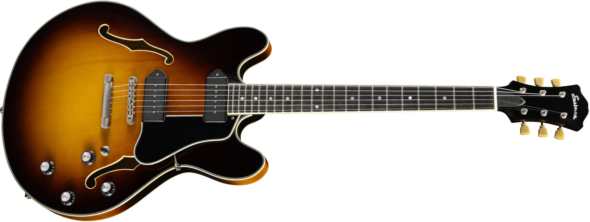 Eastman T60/tv Thinline 2s P90 Lollar Ht Eb - Truetone Gloss Sunburst - Guitare Électrique 1/2 Caisse - Main picture
