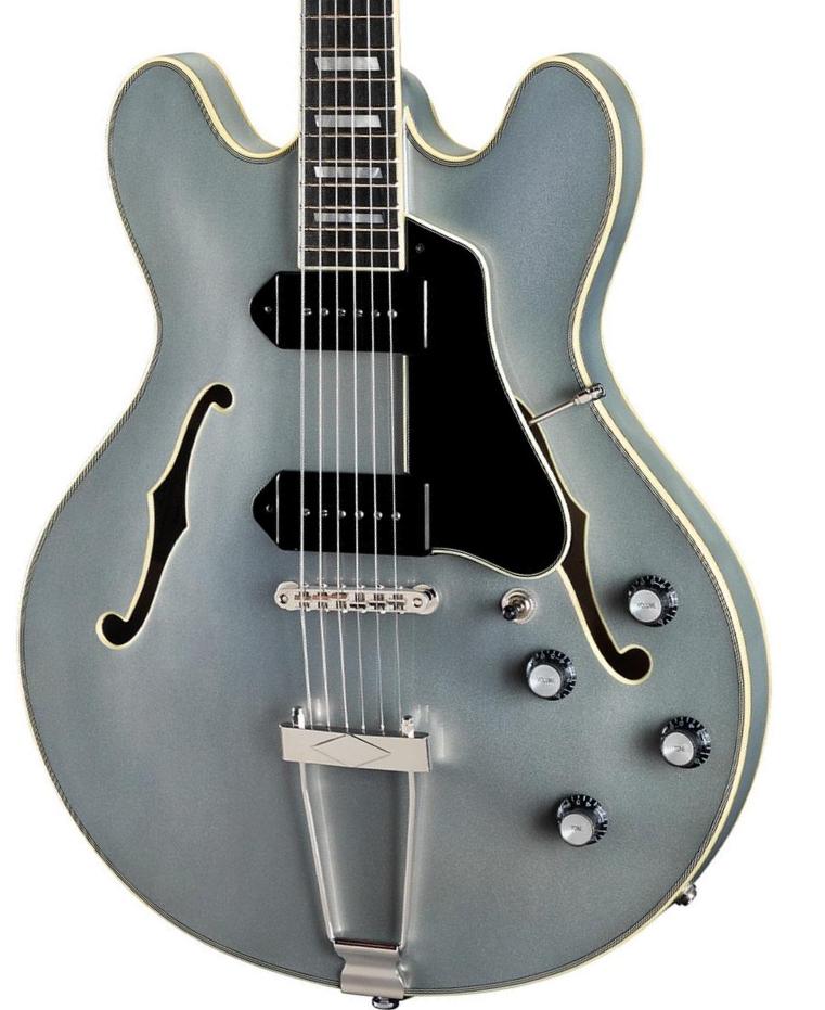 Guitare électrique 1/2 caisse Eastman Thinline T64-T Trapeze - Truetone Gloss Iced Blue Metallic