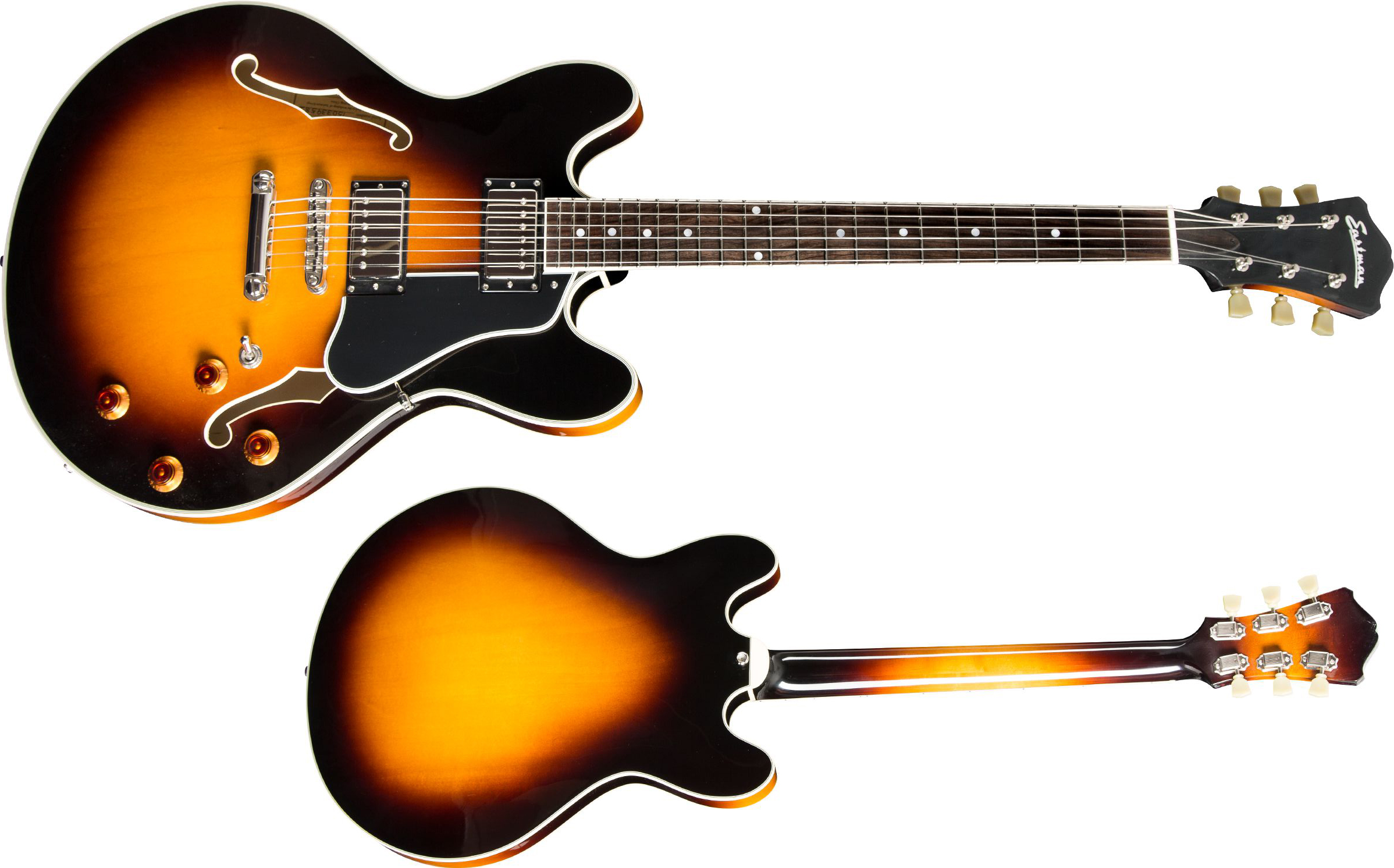 Eastman T386 Thinline Laminate Tout Erable Ht Eb - Sunburst - Guitare Électrique 1/2 Caisse - Variation 1