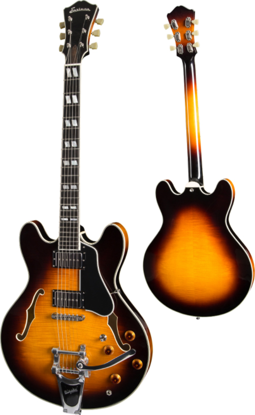 Eastman T486b Thinline Laminate Tout Erable 2p90 Seymour Duncan Bigsby Eb - Sunburst - Guitare Électrique 1/2 Caisse - Variation 1