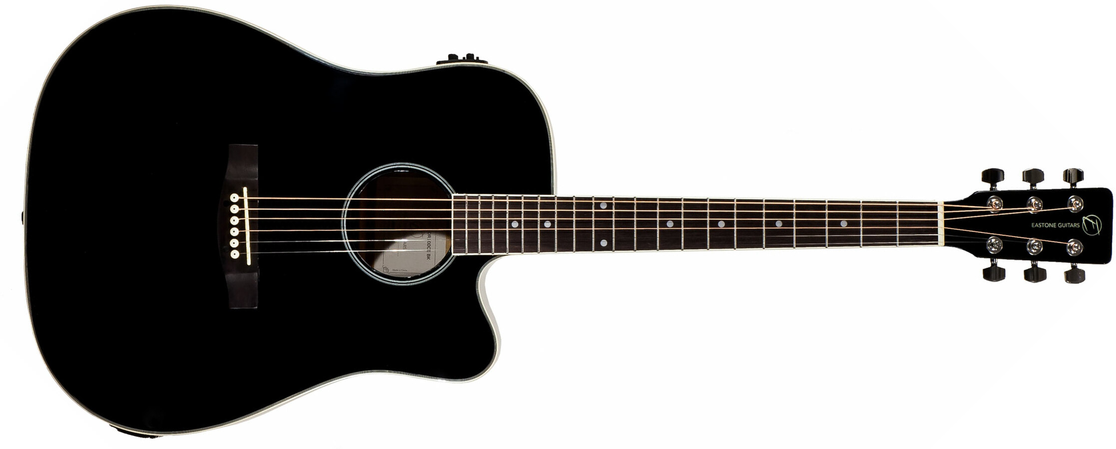 Eastone Dr100ce-blk Dreadnought Cw Epicea Okuman - Black - Guitare Electro Acoustique - Main picture