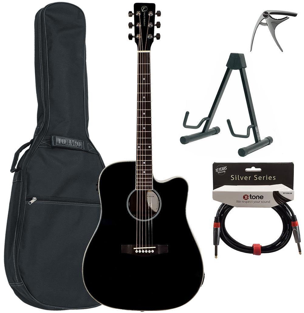 Pack guitare acoustique Eastone DR100CE-BLK + Pack - Black