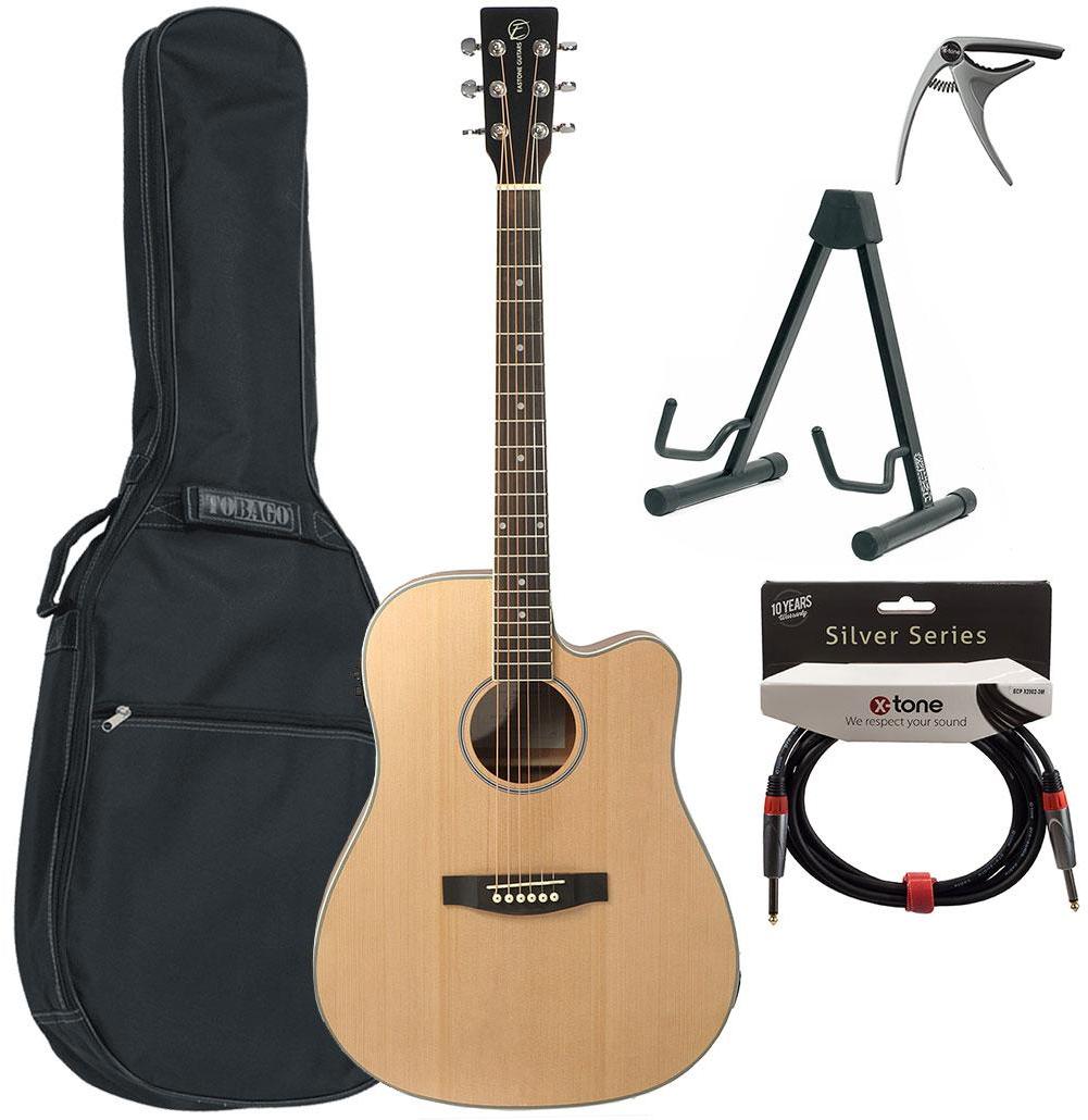 Pack guitare acoustique Eastone DR100CE-NAT + Pack - Natural satin