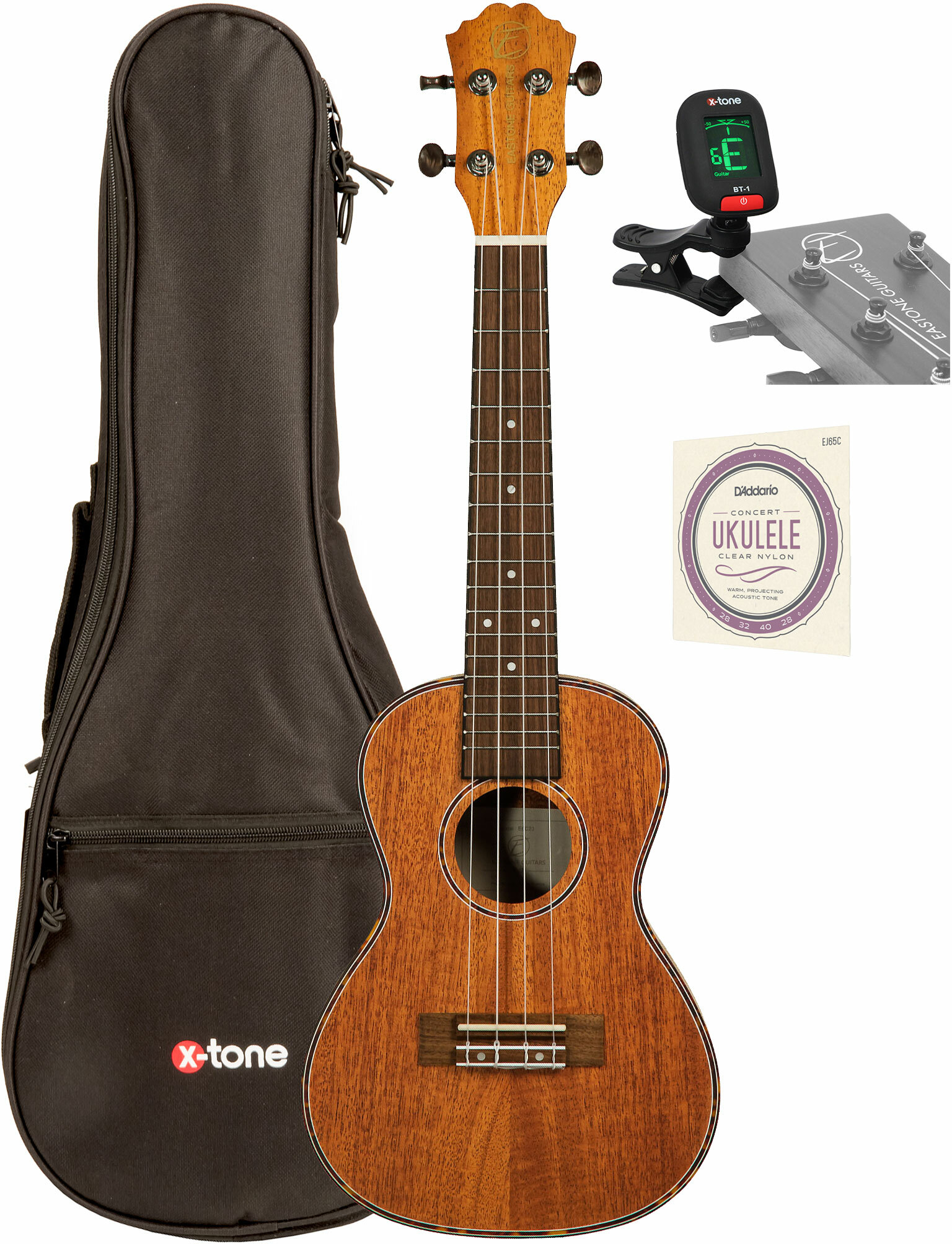 Eastone E6c23 Concert Tout Acajou Noy  +x-tone 3110 Tuner / 2021 Bag / D'addario Ej65c Matte - Pack Ukulele - Main picture