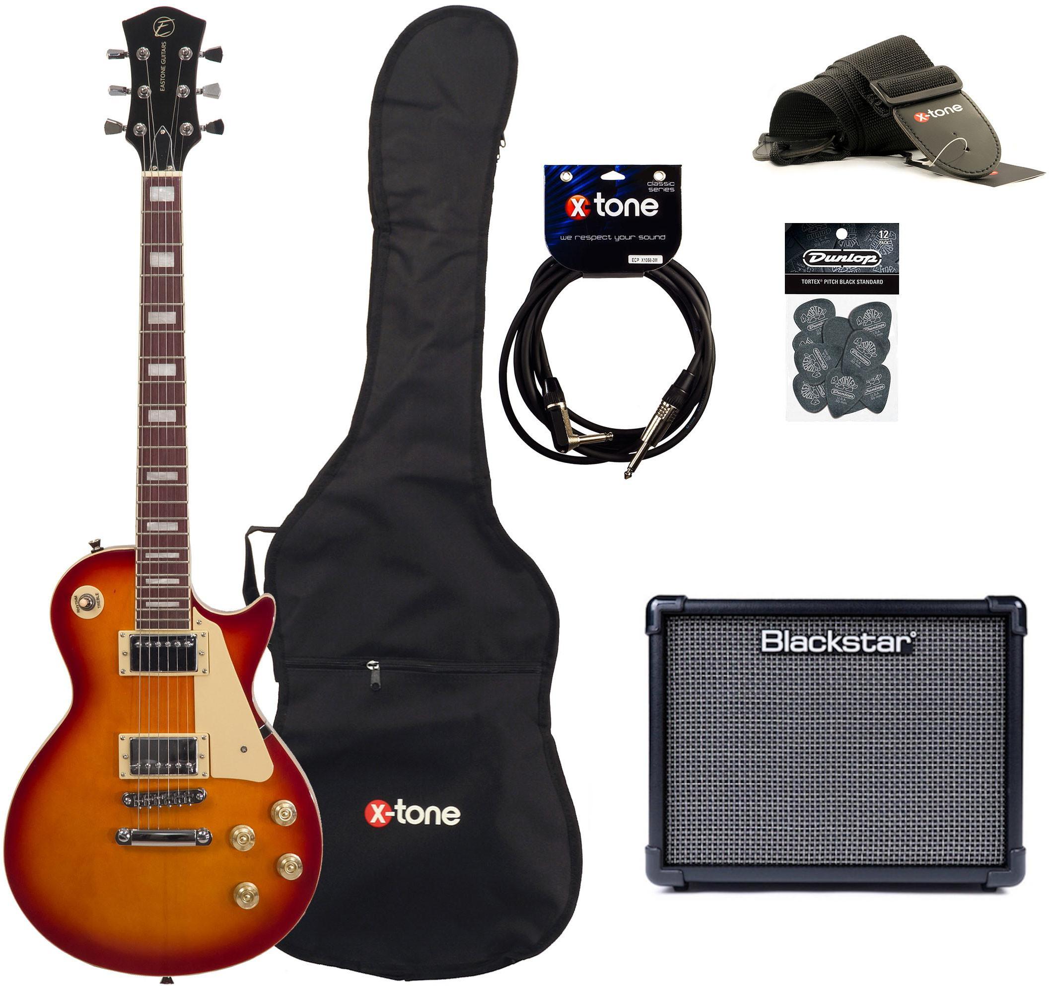 Pack guitare électrique Eastone LP100 +Blackstar ID Core V3 10W +Accessoires - Cherry sunburst