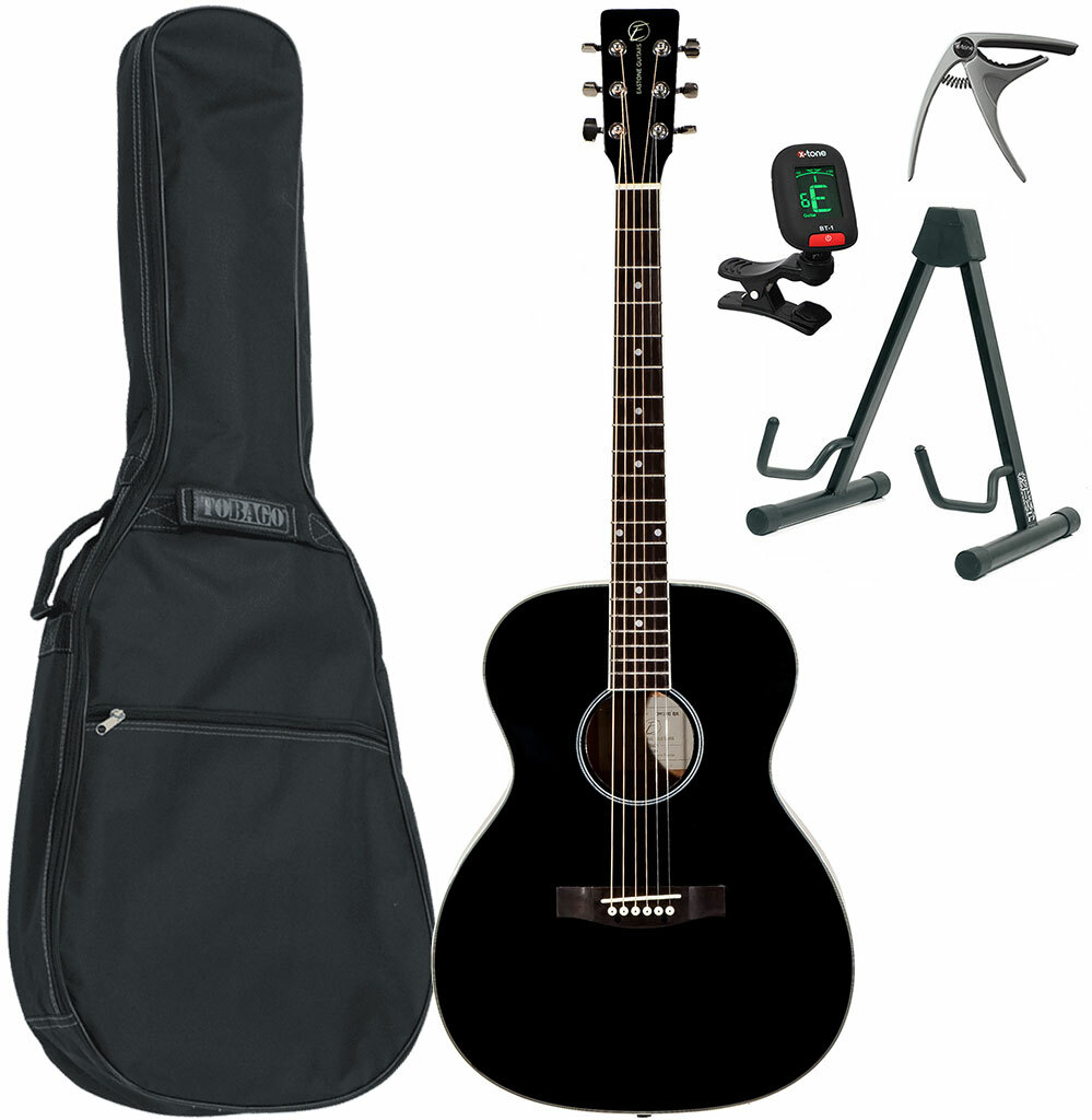 Eastone Om100-blk +housse X-tone 2003 +accordeur +capo +stand - Black - Pack Guitare Acoustique - Main picture