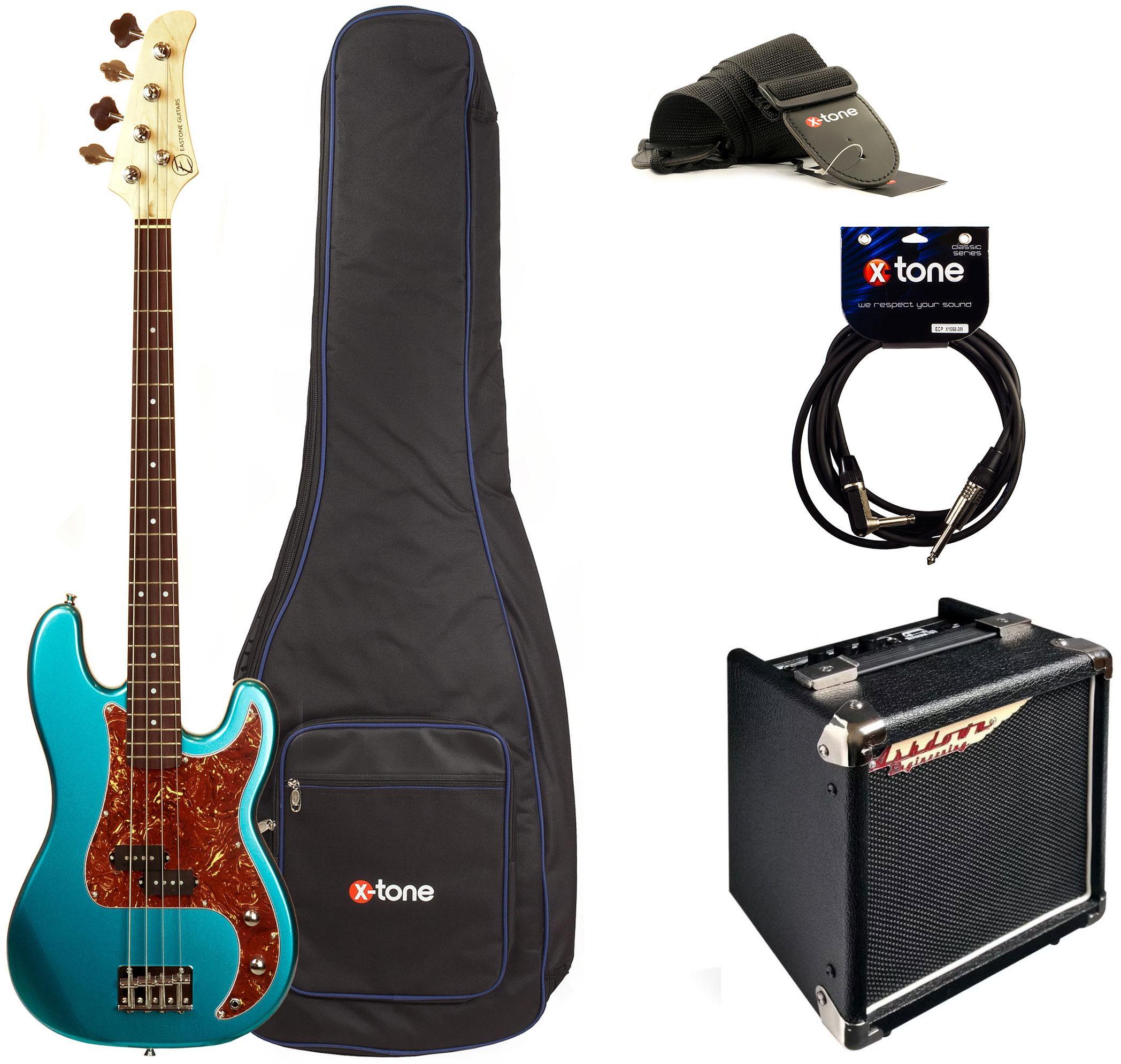 Pack basse electrique Eastone PRB +Ashdown Studio Tour Bus +Accessoires - Metallic light blue