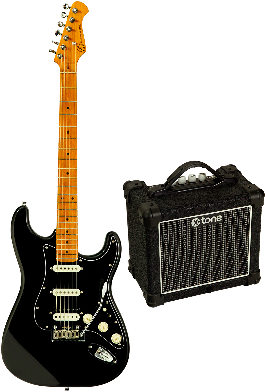 Eastone St150r-blk-rw + X-tone Xt10s Combo - Black - Pack Guitare Électrique - Main picture