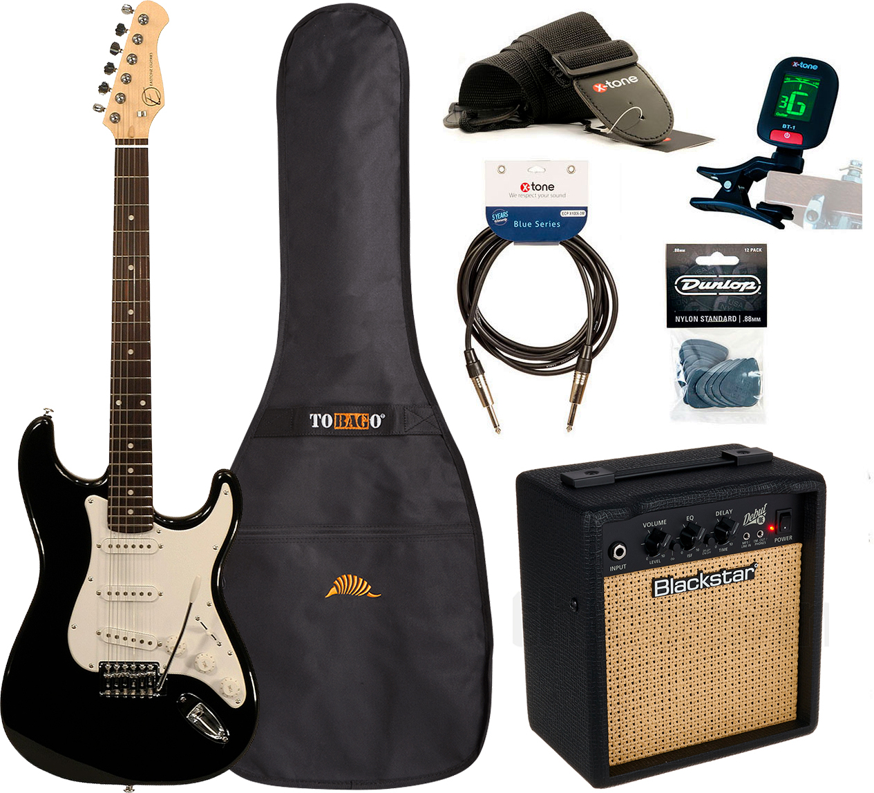 Eastone Str70 +blackstar Debut 10 +cable +clip-on Tuner +mediators +housse +courroie - Black - Pack Guitare Électrique - Main picture