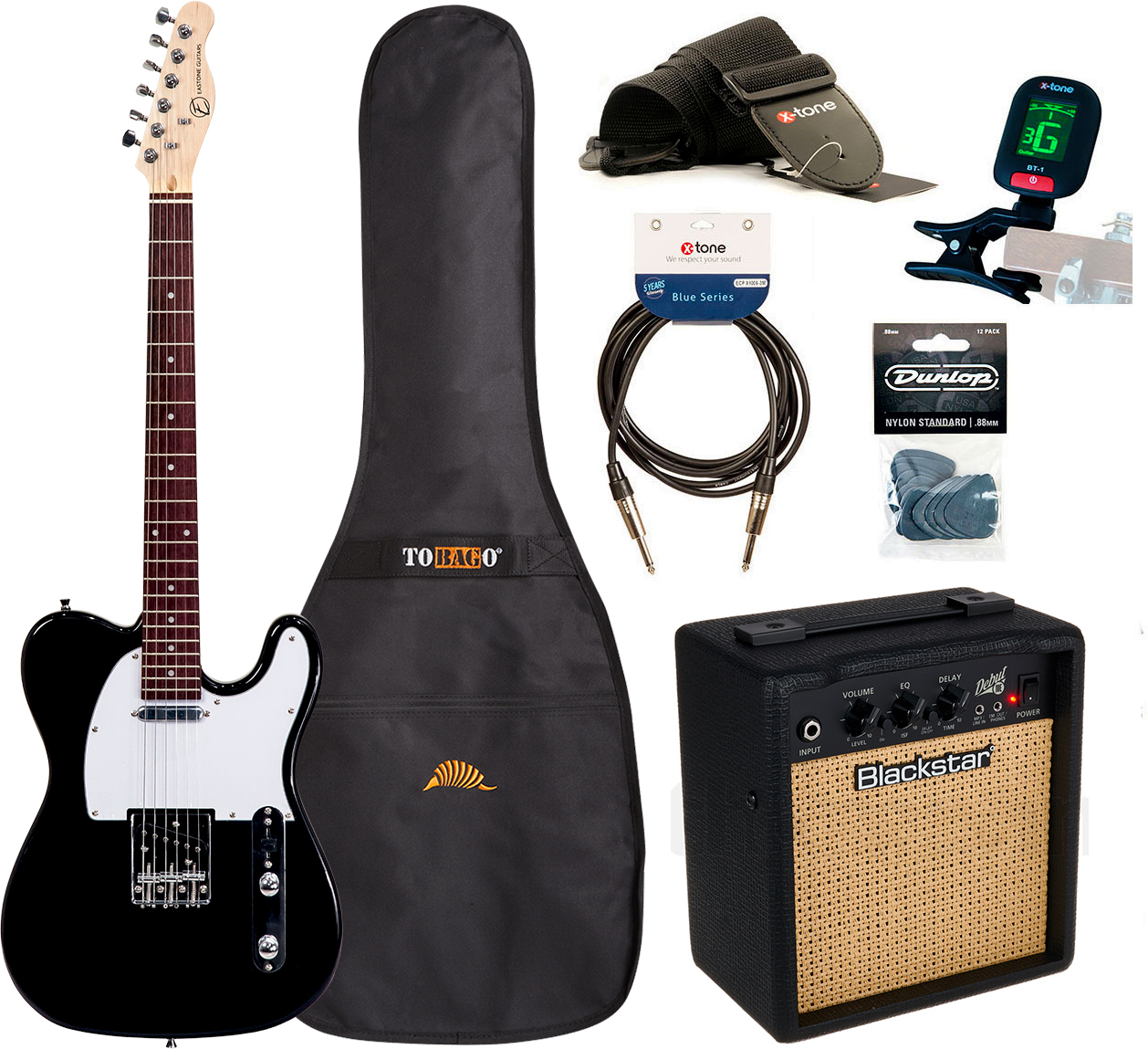 Eastone Tl70 +blackstar Debut 10 +cable +clip-on Tuner +mediators +housse +courroie - Black - Pack Guitare Électrique - Main picture