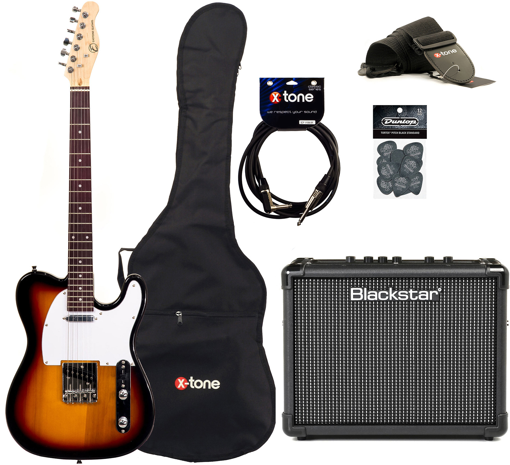 Eastone Tl70 +blackstar Id Core Stereo 10 V3 +cable +housse +courroie +mediators - 3-color Sunburst - Pack Guitare Électrique - Main picture