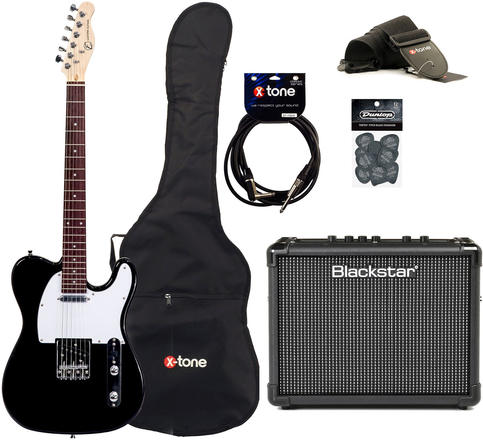 Eastone Tl70 +blackstar Id Core Stereo 10 V3 +cable +housse +courroie +mediators - Black - Pack Guitare Électrique - Main picture