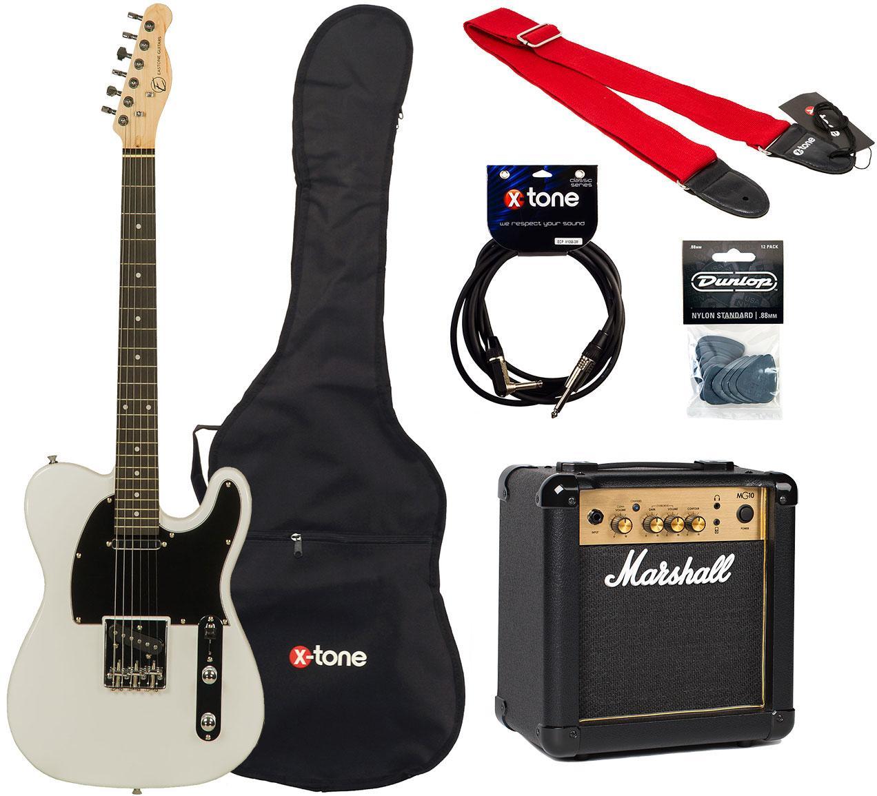 Pack guitare électrique Eastone TL70 +Marshall MG10 +Accessories - Black