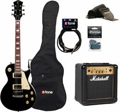 Pack guitare électrique Eastone LP100 BLK +MARSHALL MG10 10W +CABLE +MEDIATORS +HOUSSE - Black