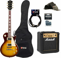 Pack guitare électrique Eastone LP200 HB +MARSHALL MG10 10W +CABLE +MEDIATORS +HOUSSE - Honey sunburst