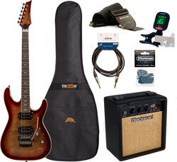 Pack guitare électrique Eastone METDC100 +Blackstar Debut 10E +Accessories - black flames