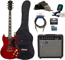Pack guitare électrique Eastone SDC70 +Fender Frontman 20G +Accessories - Red