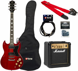 Pack guitare électrique Eastone SDC70 +Marshall MG10G Gold +Accessoires - Red