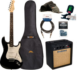 Pack guitare électrique Eastone STR70 +Blackstar Debut 10E +Accessories - black