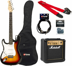 Guitare électrique gaucher Eastone STR70T LH +Marshall MG10G +Accessories - Sunburst