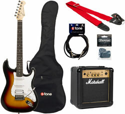 Pack guitare électrique Eastone STR80T HSS +Marshall MG10G +Accessories - Sunburst