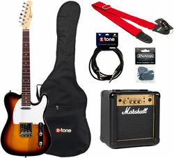 Pack guitare électrique Eastone TL70 + MARSHALL MG10 +HOUSSE + COURROIE + CABLE + MEDIATORS - 3 tone sunburst