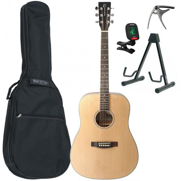 Pack guitare acoustique Eastone DR100-NAT +X-Tone Bag Pack - Natural satin