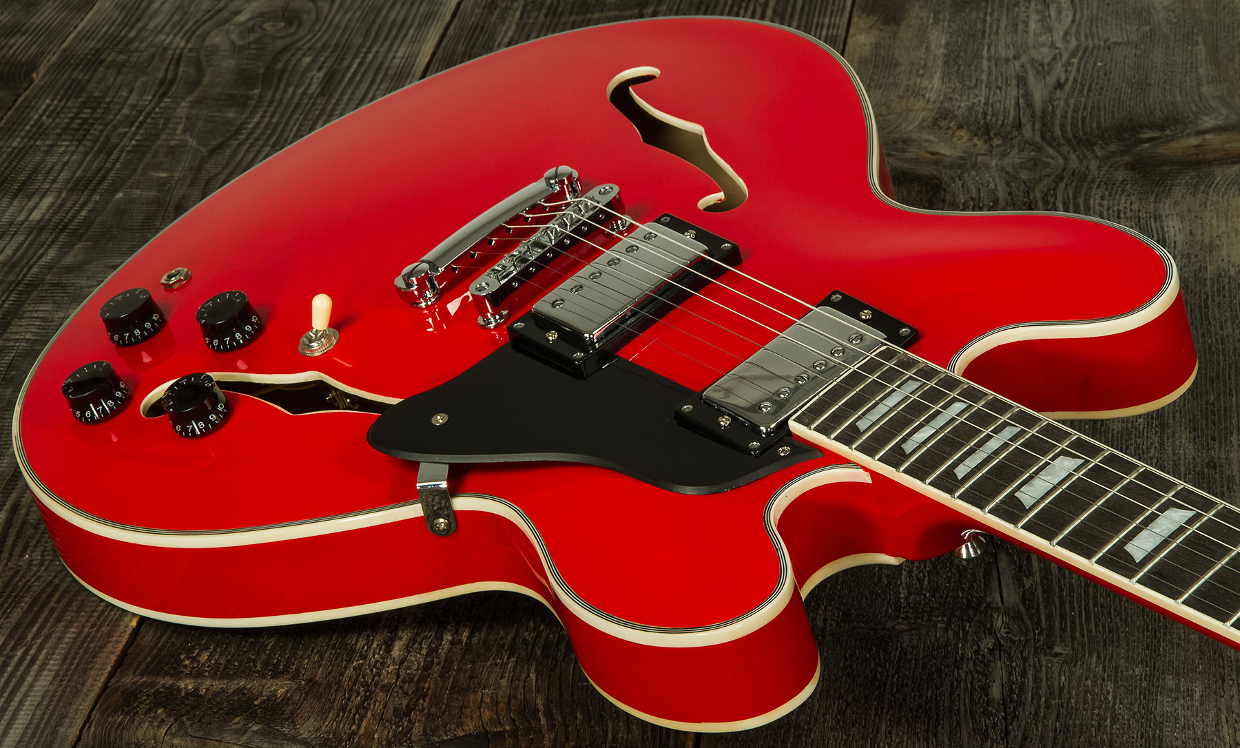 Eastone Gj70 Hh Ht Pur - Red - Guitare Électrique 1/2 Caisse - Variation 1