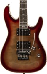 Guitare électrique forme str Eastone METDC100 - Black flames