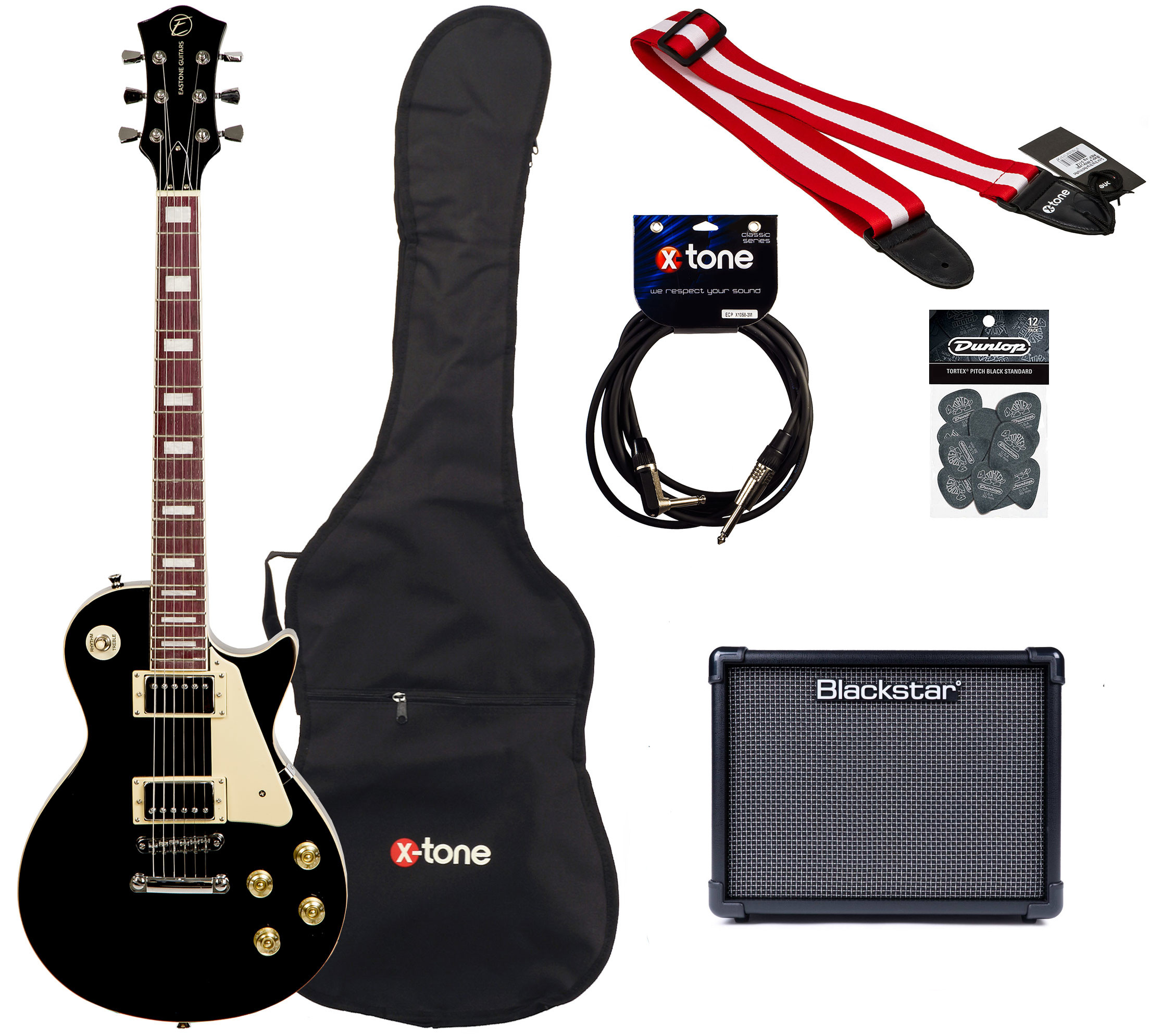 Eastone Lp100 +blackstar Id Core V3 10w +cable +mediators +housse - Black - Pack Guitare Électrique - Variation 4