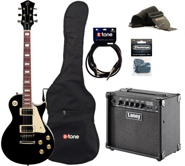 Pack guitare électrique Eastone LP100 BLK + Laney LX15 +Accessories - Black