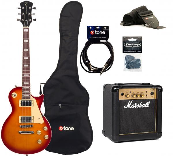 Pack guitare électrique Eastone LP100 CS +Marshall MG10 10W  +CABLE +MEDIATORS +HOUSSE + MG10G GOLD Combo 10 W - Cherry sunburst
