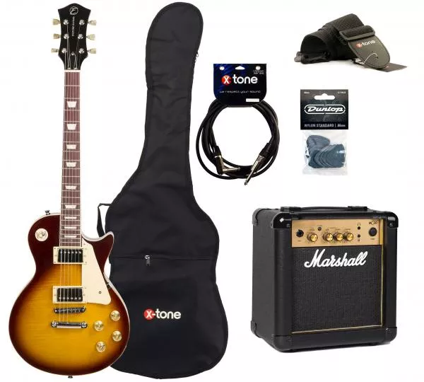 Pack guitare électrique Eastone LP200 HB +MARSHALL MG10 10W +CABLE +MEDIATORS +HOUSSE - Honey sunburst