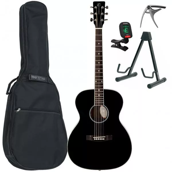 Pack guitare acoustique Eastone OM100-BLK +X-Tone Bag Pack - Black
