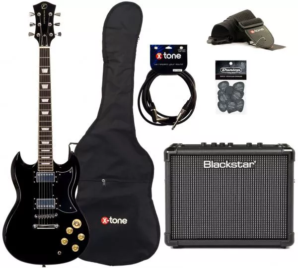 Pack guitare électrique Eastone SDC70 +Blackstar Id Core Stereo 10 V3 +Accessoires - Black
