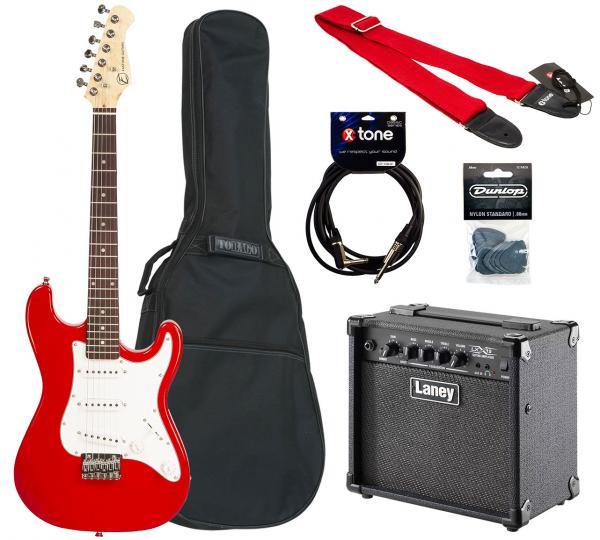 Guitare électrique enfant Eastone STR MINI +MARSHALL MG10 +CABLE +HOUSSE +COURROIE +MEDIATORS - Red